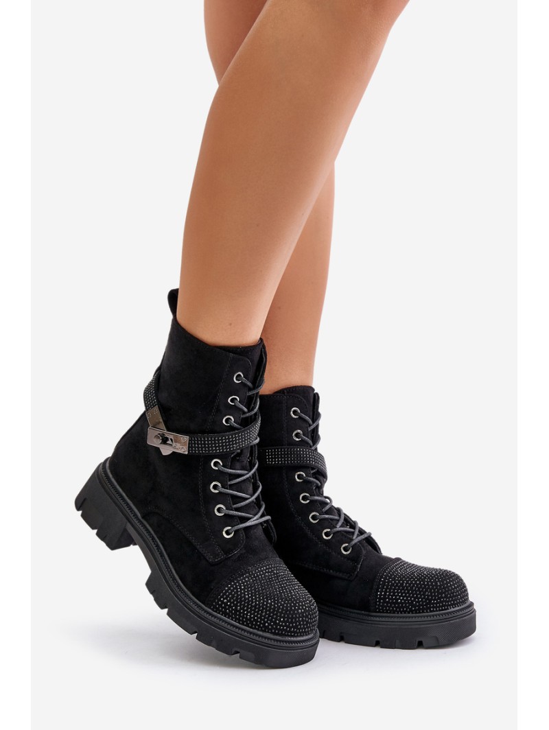 Insulated Ankle Boots Workers With Decoration Black S.Barski HY42-281