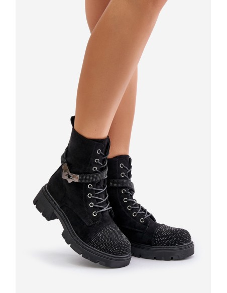 Insulated Ankle Boots Workers With Decoration Black S.Barski HY42-281