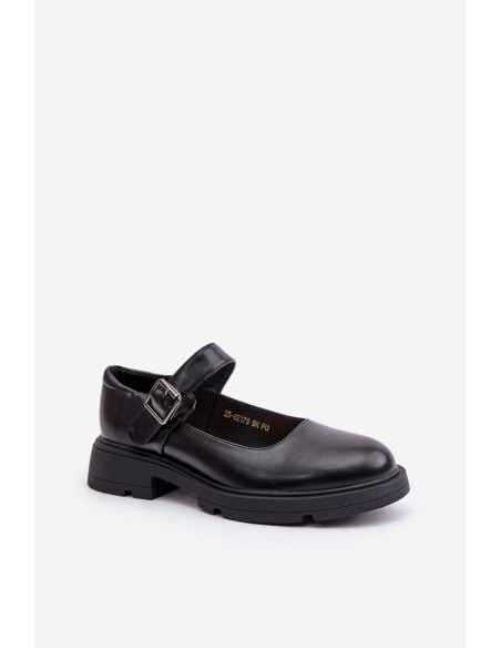 Eco Leather Ladies Loafers With Strap Black Vinceza 62179