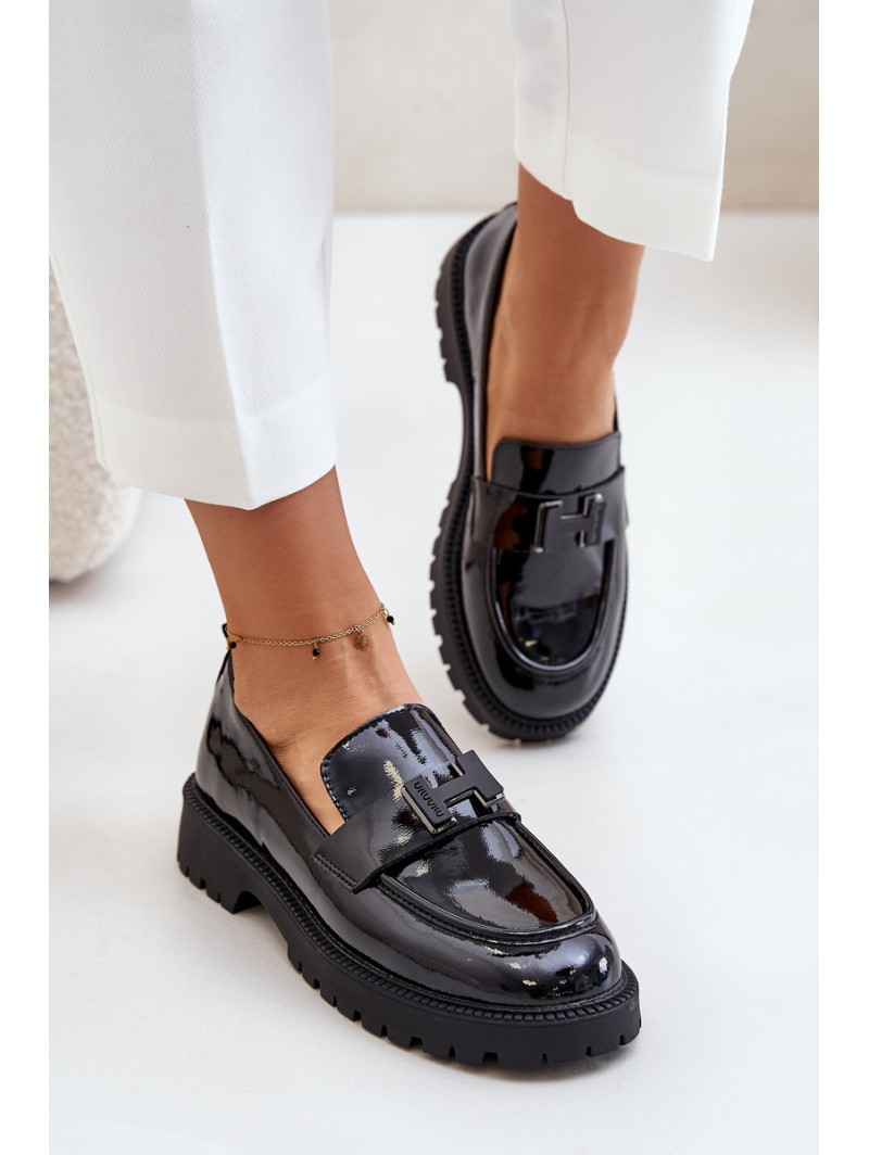 Lacquered Women's Moccasins Vinceza 62187 Black