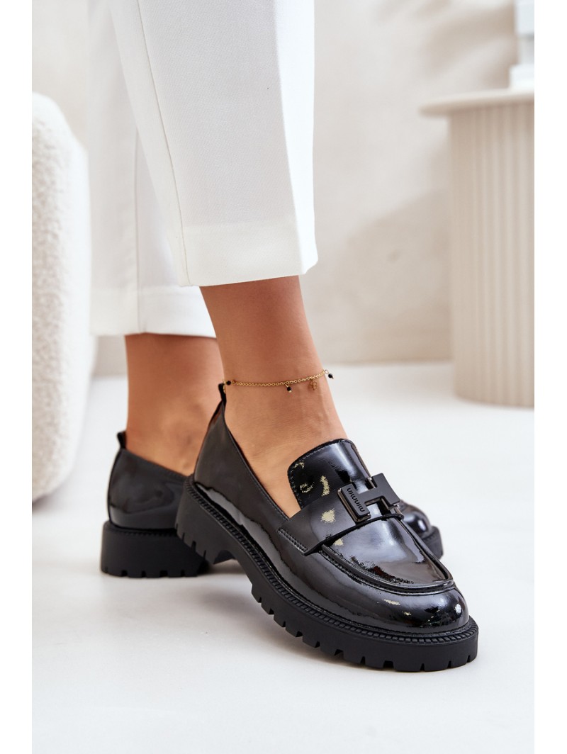 Lacquered Women's Moccasins Vinceza 62187 Black