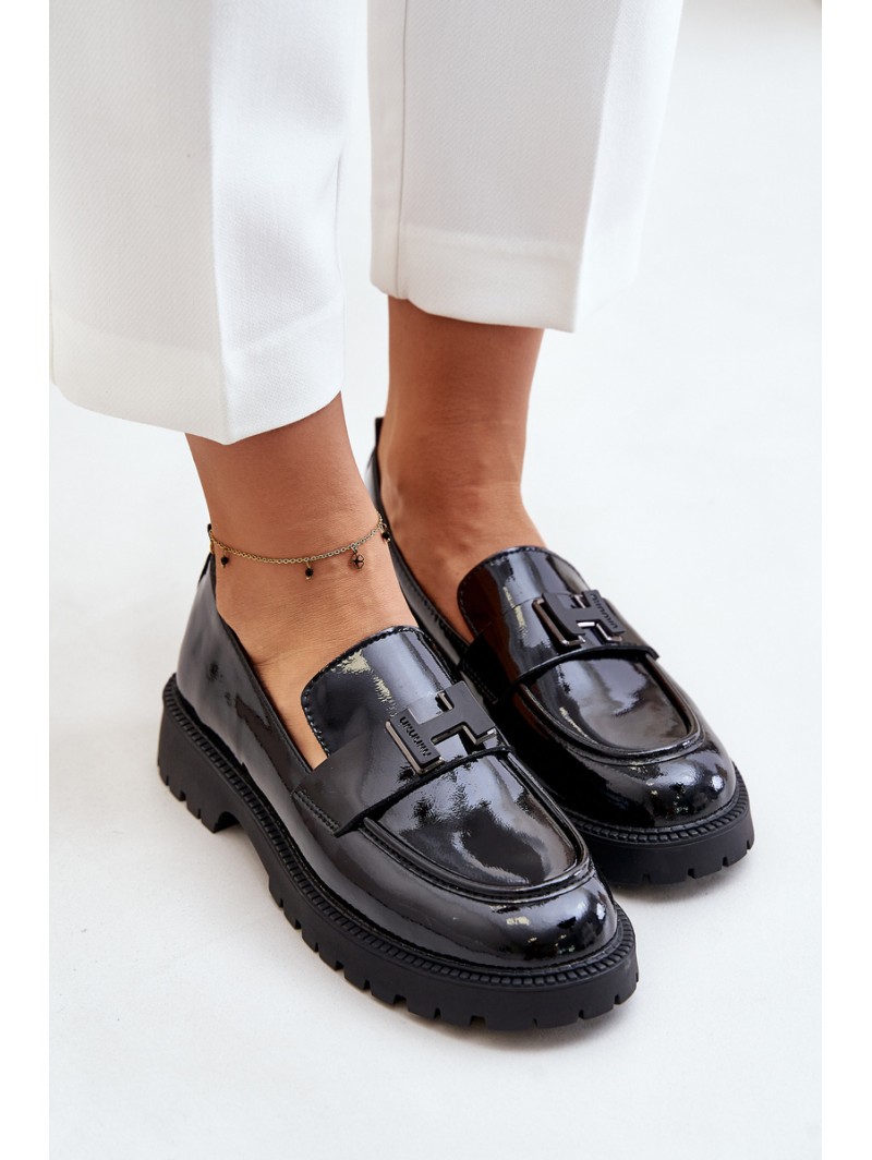 Lacquered Women's Moccasins Vinceza 62187 Black