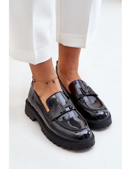 Lacquered Women's Moccasins Vinceza 62187 Black