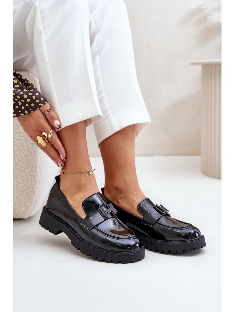 Lacquered Women's Moccasins Vinceza 62187 Black