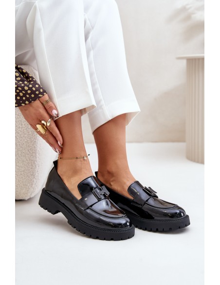 Lacquered Women's Moccasins Vinceza 62187 Black