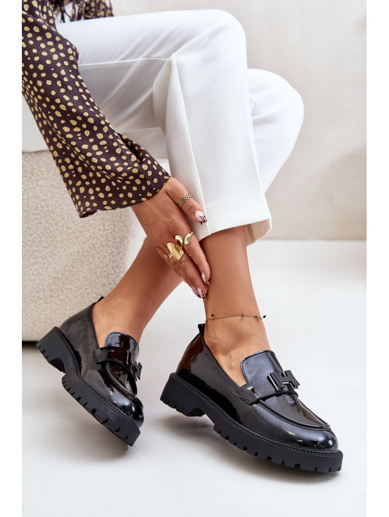 Lacquered Women's Moccasins Vinceza 62187 Black