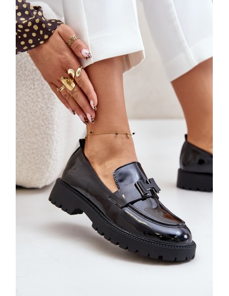 Lacquered Women's Moccasins Vinceza 62187 Black