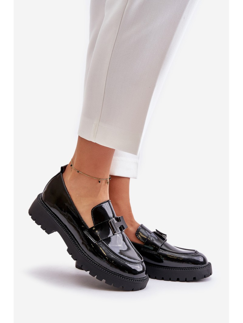 Lacquered Women's Moccasins Vinceza 62187 Black
