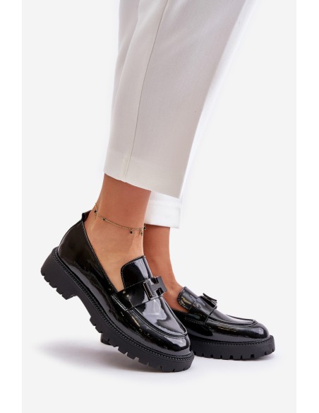Lacquered Women's Moccasins Vinceza 62187 Black