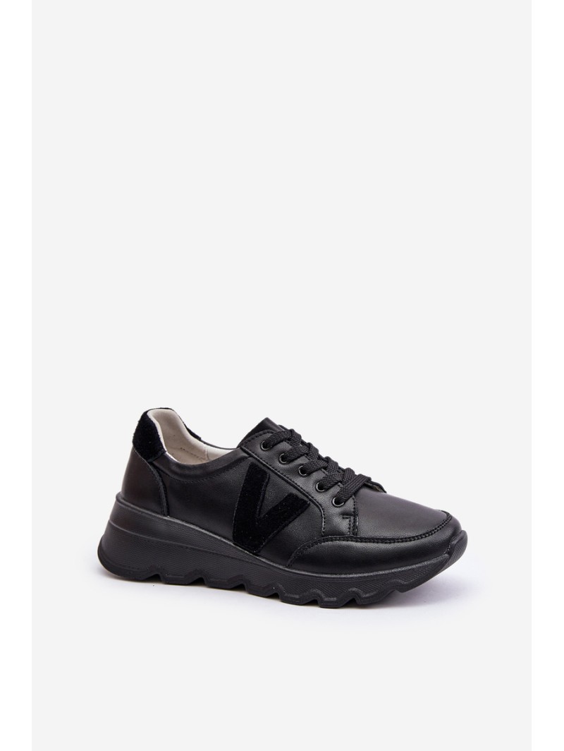 Leather Women's Sports Shoes Vinceza 7918 Black