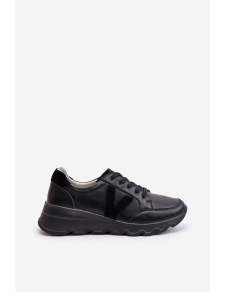 Leather Women's Sports Shoes Vinceza 7918 Black