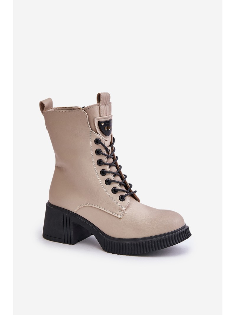 Warm Women Boots Made Of Natural Leather Beige Vinceza 66671