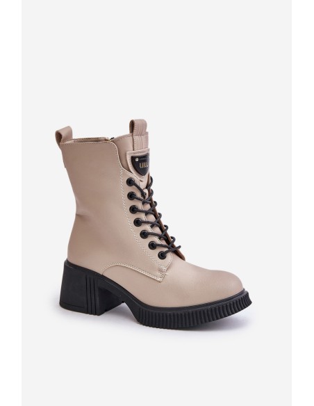 Warm Women Boots Made Of Natural Leather Beige Vinceza 66671