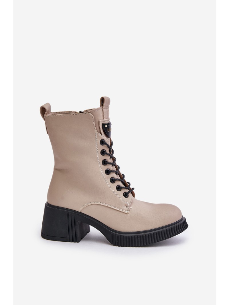 Warm Women Boots Made Of Natural Leather Beige Vinceza 66671
