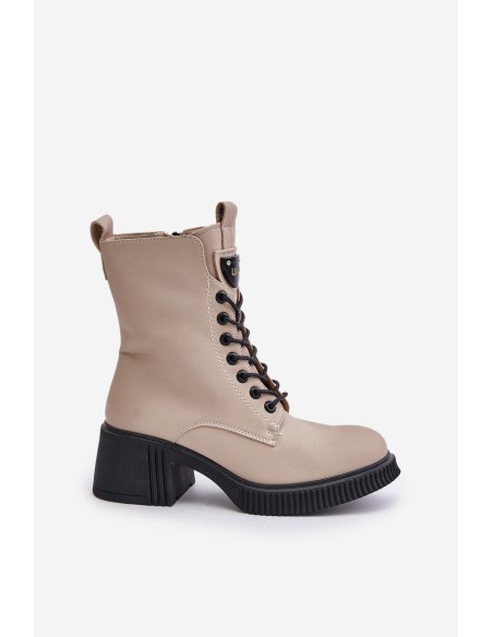 Warm Women Boots Made Of Natural Leather Beige Vinceza 66671