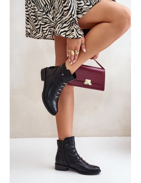Warm Women's Boots on Flat Heel Black Labise