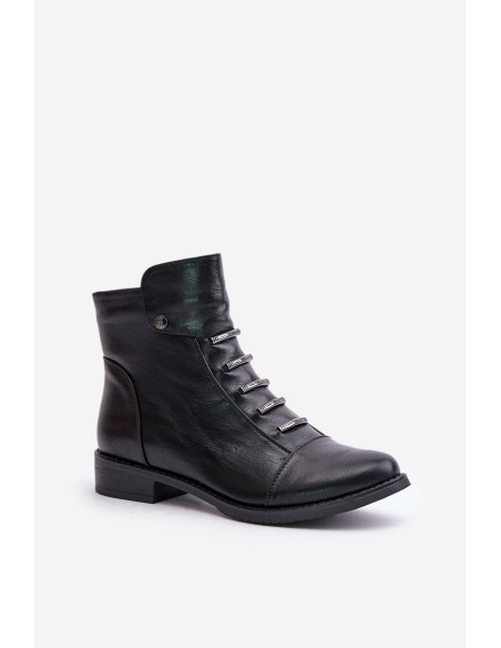 Warm Women's Boots on Flat Heel Black Labise