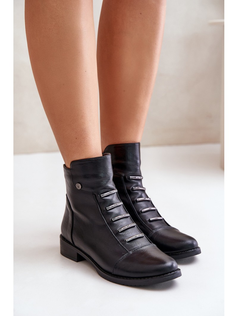 Warm Women's Boots on Flat Heel Black Labise