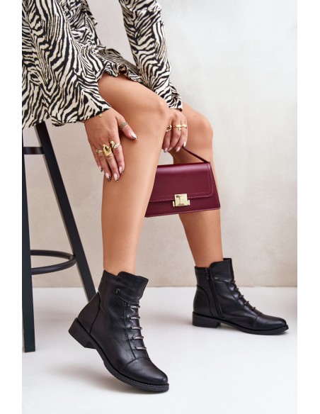 Warm Women's Boots on Flat Heel Black Labise
