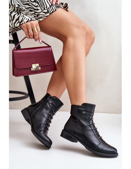Warm Women's Boots on Flat Heel Black Labise