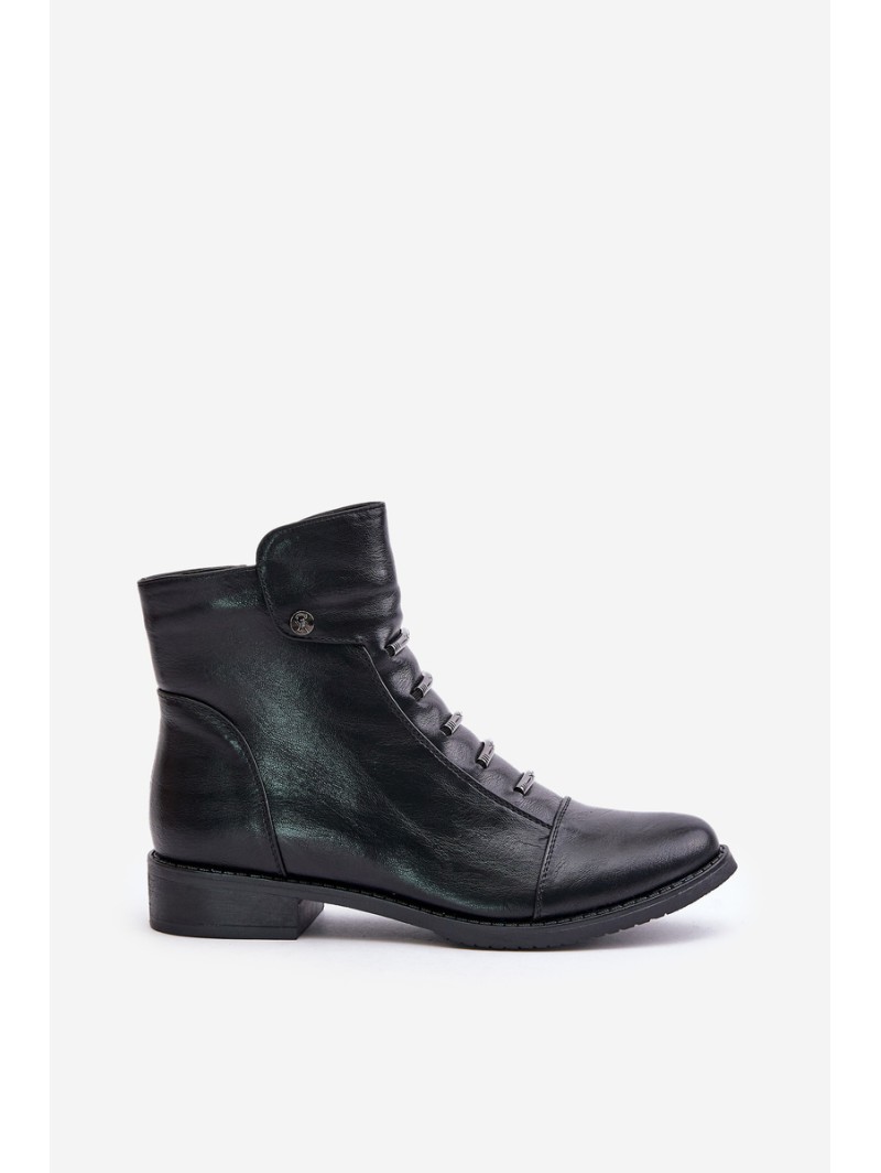 Warm Women's Boots on Flat Heel Black Labise