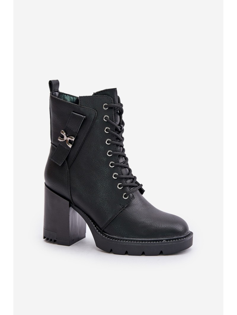 Insulated Heeled Boots With Gold Detail Black Ivarisse