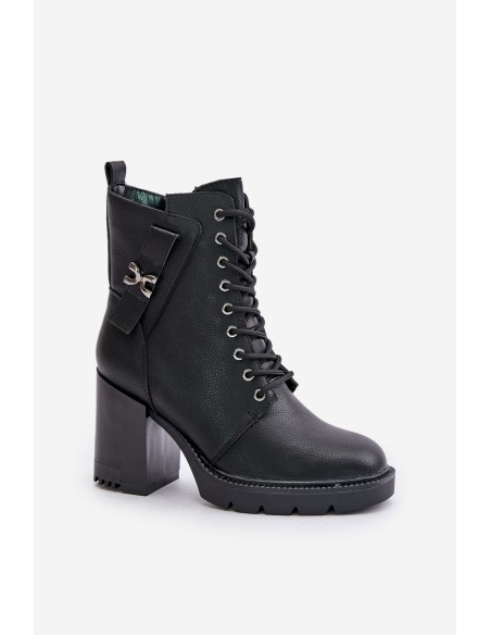 Insulated Heeled Boots With Gold Detail Black Ivarisse