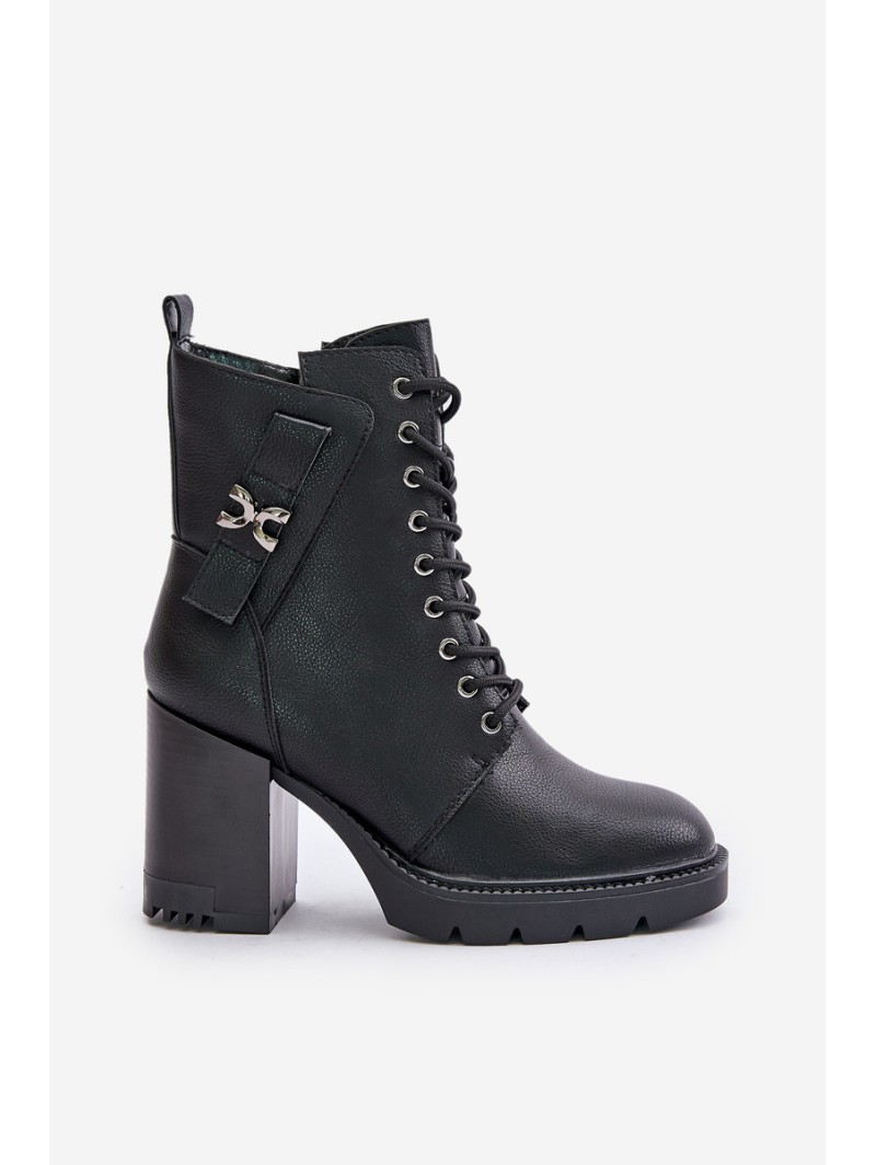 Insulated Heeled Boots With Gold Detail Black Ivarisse