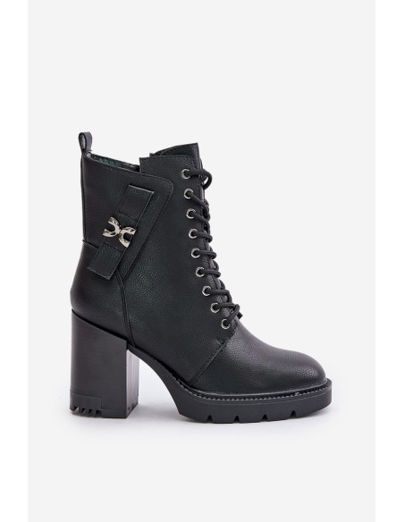 Insulated Heeled Boots With Gold Detail Black Ivarisse