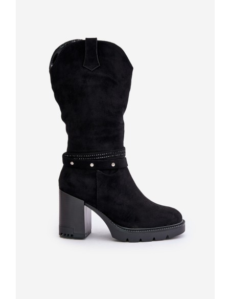 Women's Mid-Calf Heeled Boots Insulated Black Ivanelis