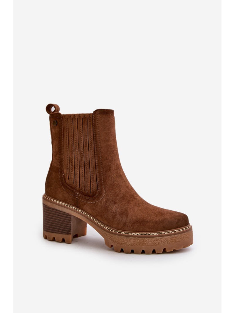 Women's Heeled Boots Made Of Eco Suede Insulated Brown Nevitas