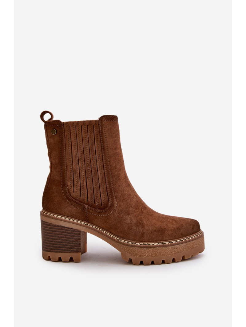 Women's Heeled Boots Made Of Eco Suede Insulated Brown Nevitas