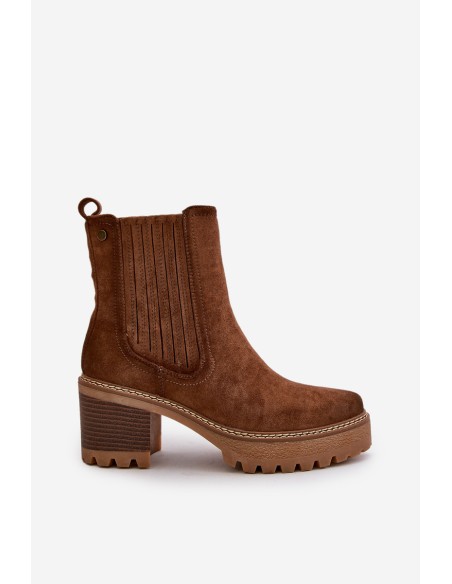 Women's Heeled Boots Made Of Eco Suede Insulated Brown Nevitas