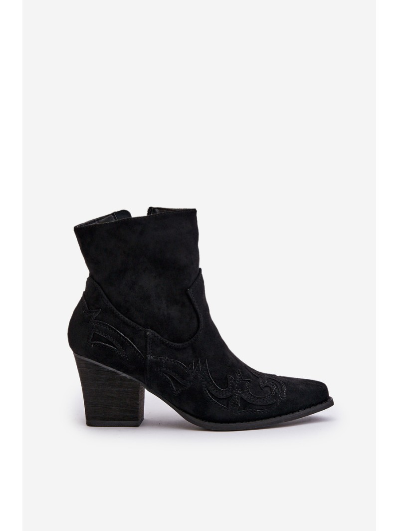 Cowboy Ankle Boots With Heel Eco Suede Black Arabelline