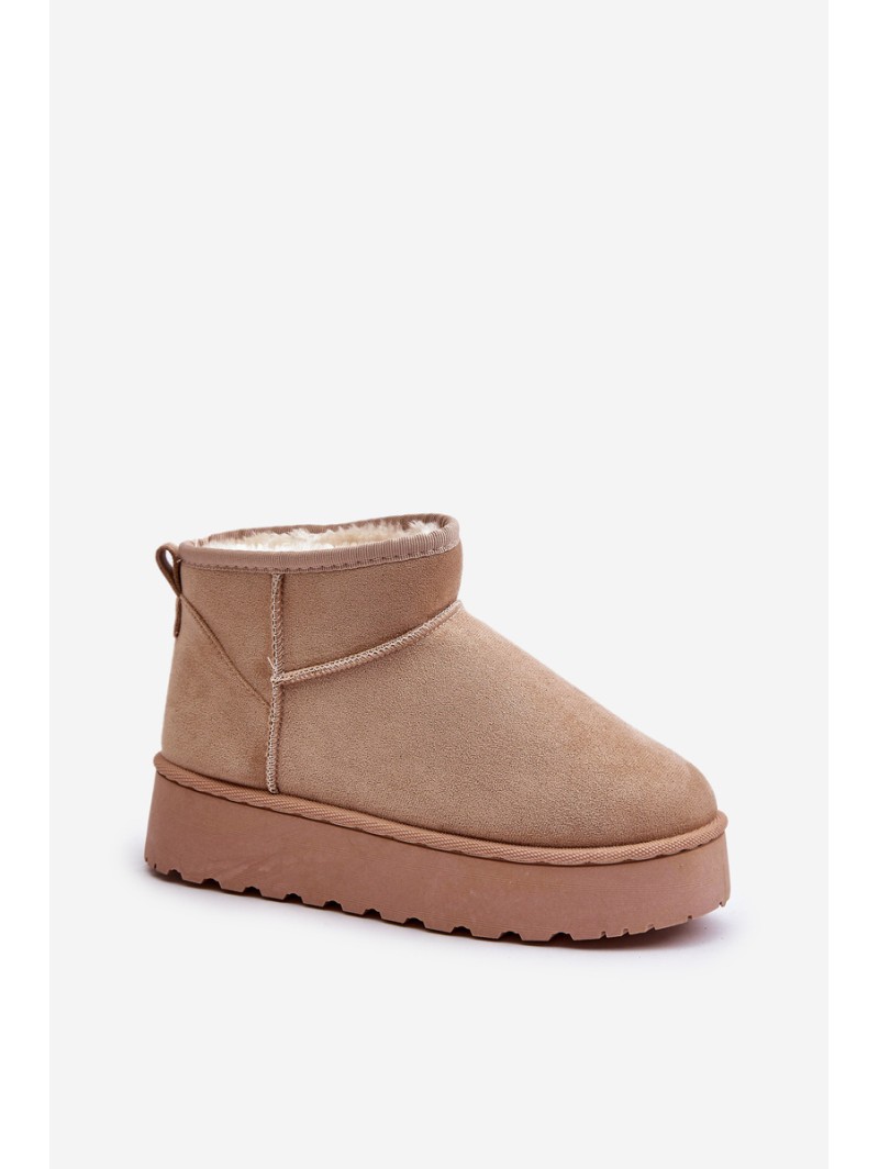 Women's Snow Boots On Platform Insulated With Fur Beige Xamella