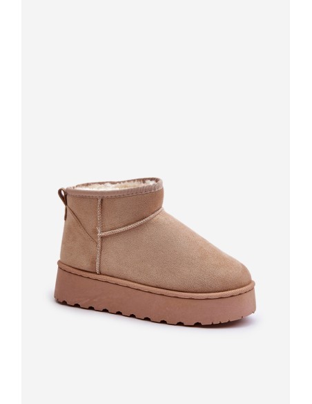 Women's Snow Boots On Platform Insulated With Fur Beige Xamella