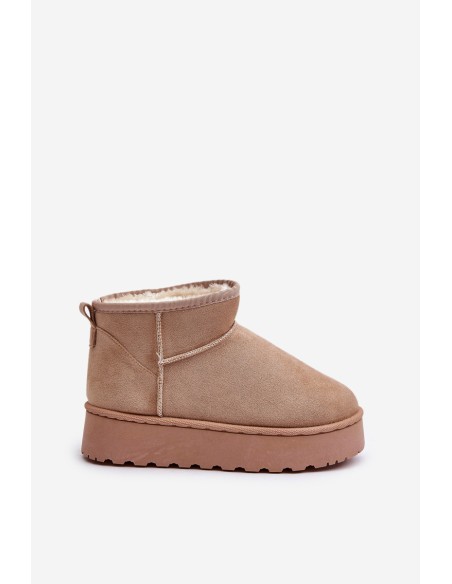 Women's Snow Boots On Platform Insulated With Fur Beige Xamella