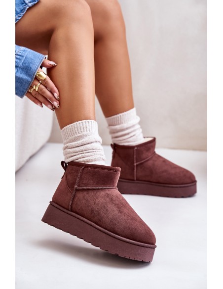 Women's Platform Snow Boots Insulated with Fur Dark Brown Xamella
