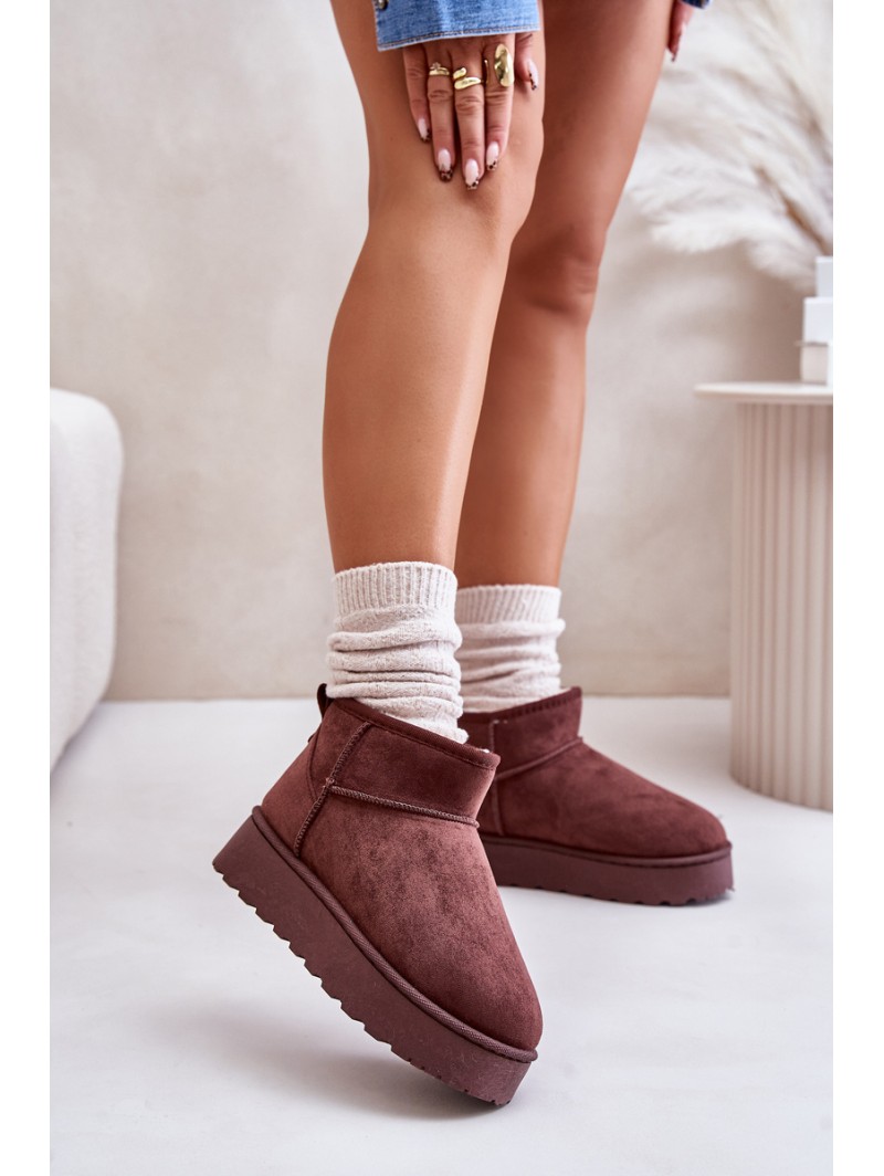 Women's Platform Snow Boots Insulated with Fur Dark Brown Xamella