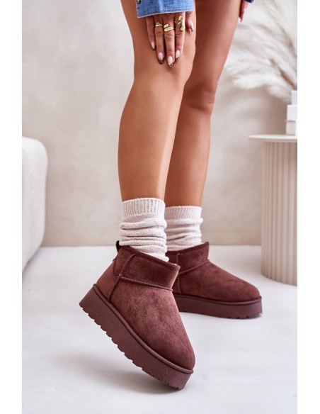 Women's Platform Snow Boots Insulated with Fur Dark Brown Xamella