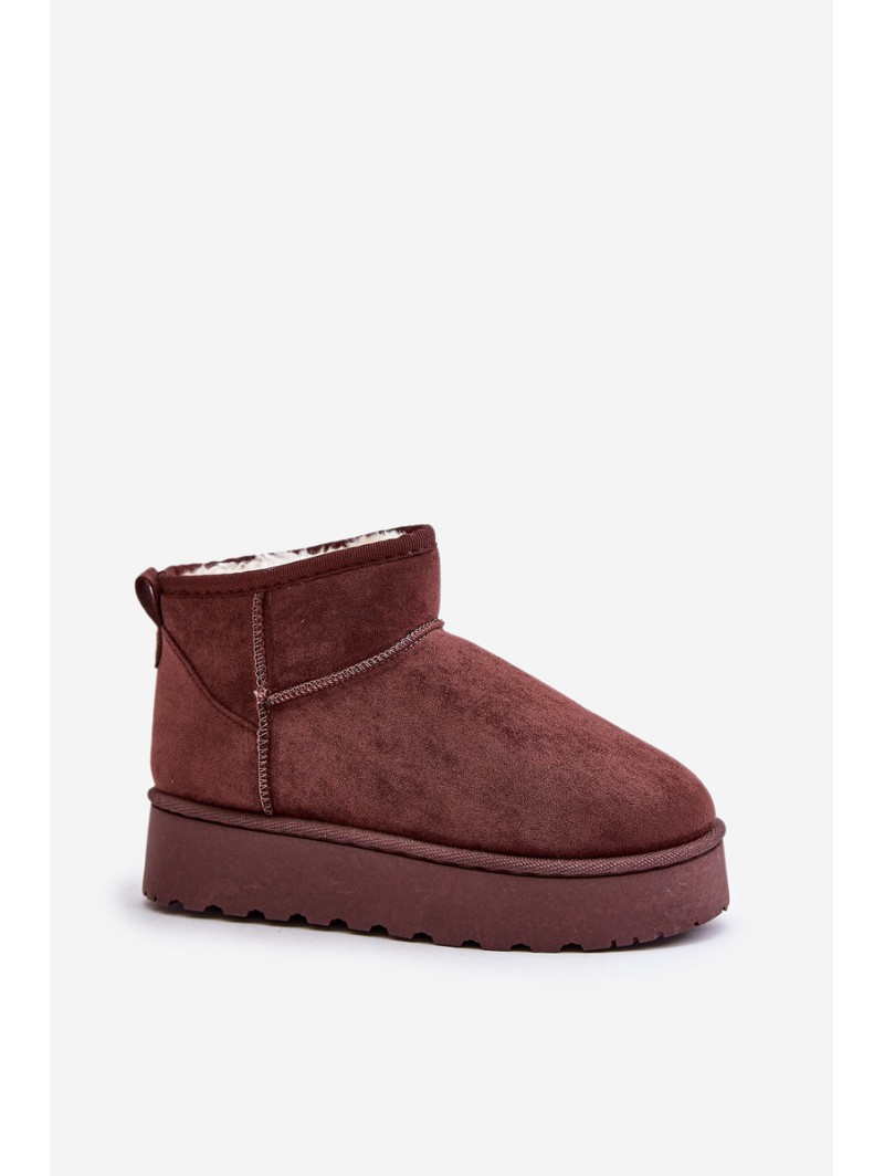 Women's Platform Snow Boots Insulated with Fur Dark Brown Xamella