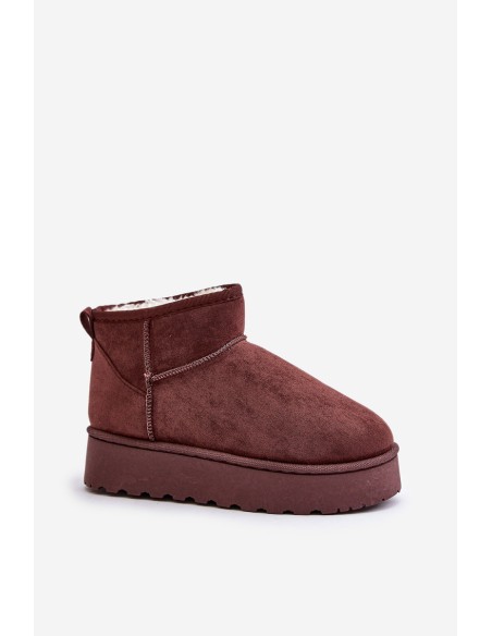 Women's Platform Snow Boots Insulated with Fur Dark Brown Xamella