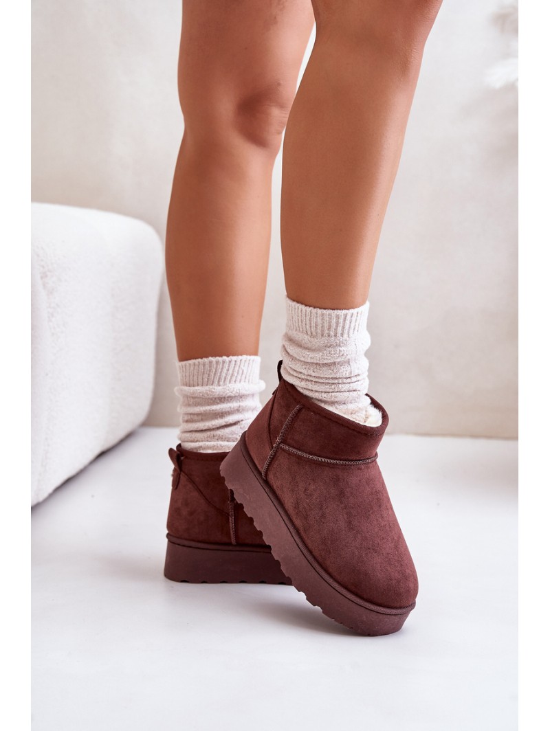 Women's Platform Snow Boots Insulated with Fur Dark Brown Xamella