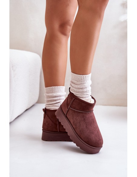 Women's Platform Snow Boots Insulated with Fur Dark Brown Xamella
