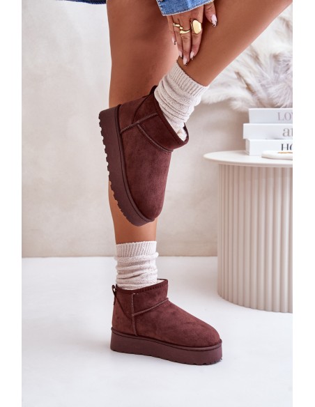 Women's Platform Snow Boots Insulated with Fur Dark Brown Xamella