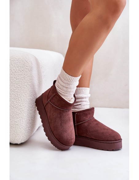 Women's Platform Snow Boots Insulated with Fur Dark Brown Xamella