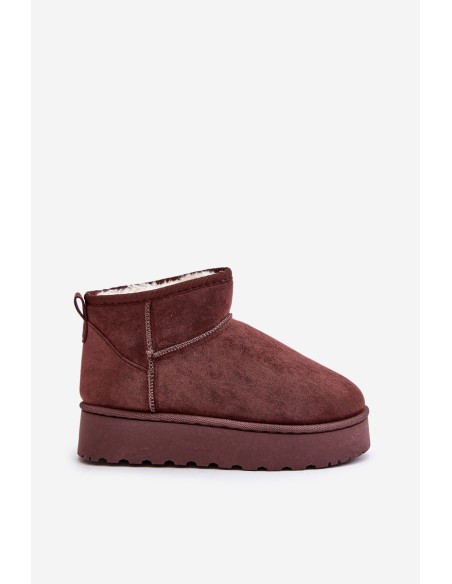 Women's Platform Snow Boots Insulated with Fur Dark Brown Xamella
