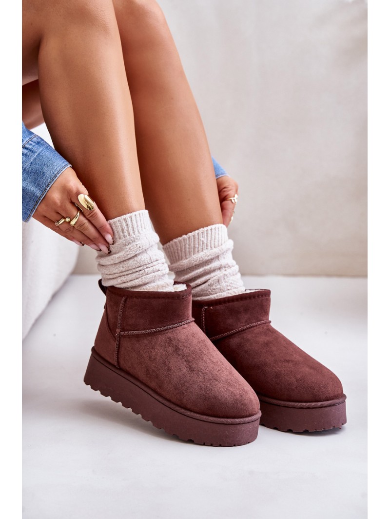 Women's Platform Snow Boots Insulated with Fur Dark Brown Xamella