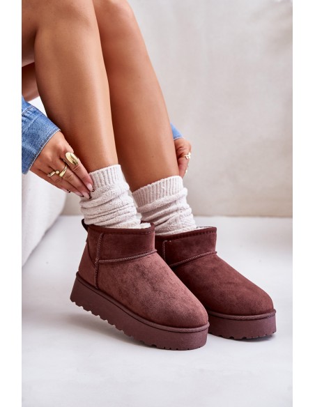 Women's Platform Snow Boots Insulated with Fur Dark Brown Xamella