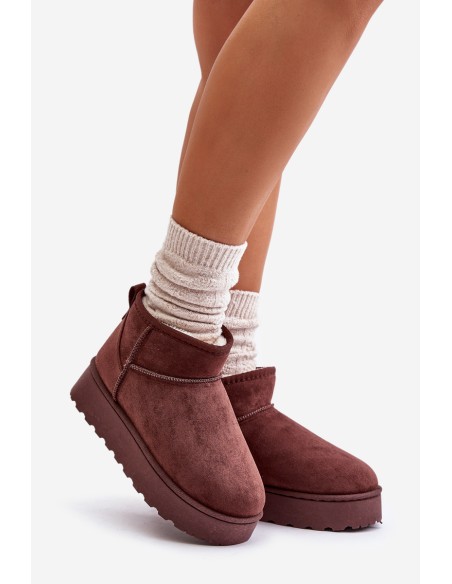 Women's Platform Snow Boots Insulated with Fur Dark Brown Xamella